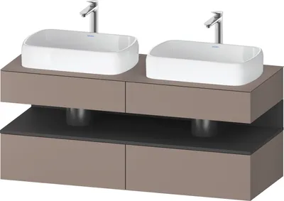 Produktbild von Duravit Qatego Konsolenwaschtischunterbau, 2 Auszüge, 2 Schubkästen, 2 Ausschnitte, 1400x550x600mm, Nische Graphit matt, QA4767049430010