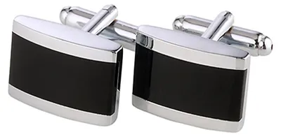 Produktbild von Herren Manschettenknöpfe Edelstahl Silber-Schwarz