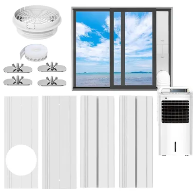 Fensterabdichtung für Klimaanlage, 108–154 cm, 4-in-1-Adapter, Insektenschutz