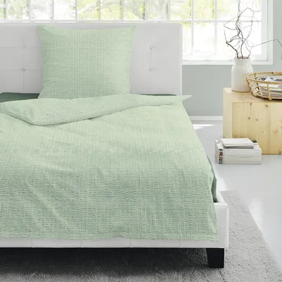 Produktbild von Irisette Seersucker Bettwäsche Set Easy 8361 grün 155 x 200 cm 1 Kissenbezug 80x80 cm