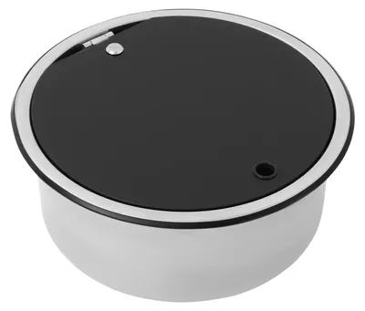 Image de Évier de cuisine à une cuve - Gris clair - Acier inoxydable brossé - Avec robinet et couvercle