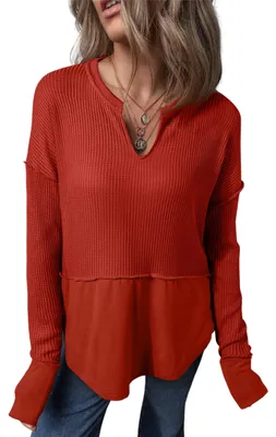 Imagen del producto de Túnica de punto acanalado para mujer, con mangas largas