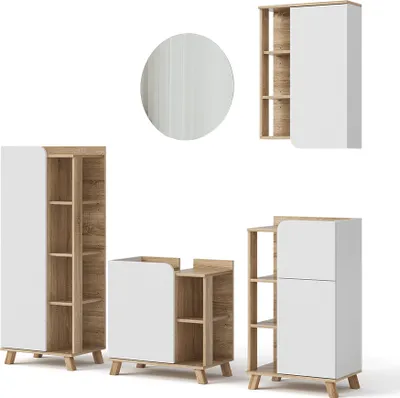 Obrázok produktu pre Súprava kúpeľňového nábytku Vicco Karen Sonoma/White 5 dielov, Model 40787
