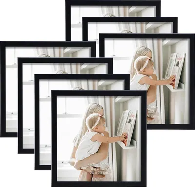 Immagine prodotto di Moderno set di cornici quadrate nere 20x20 cm, collage per foto 10x10 cm, da parete o da tavolo, nero