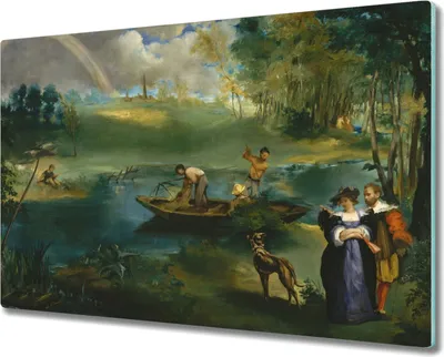 Produktbild von Coloray Herdabdeckplatte 80x52 cm Schneidebrett Kochplattenabdeckung Küchenbrett Hackbrett - Wald-Fluss