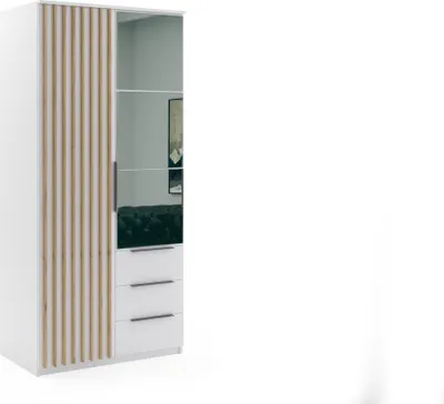 Produktbild von Sorento Kleiderschrank - Weiß, Lamellen Craft Gold - 100 x 61 x 215 cm