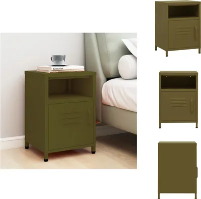 Immagine prodotto di vidaXL Comodino verde oliva 35x35x51 cm in acciaio - Comodini