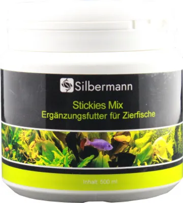 Produktbild von Silbermann Stickies Mix - an der Aquarienscheibe haftende Futtertabletten als Ergänzungsfutter mit Spirulina Astaxanthin Holz und Knoblauch (500 ml), SIS 136