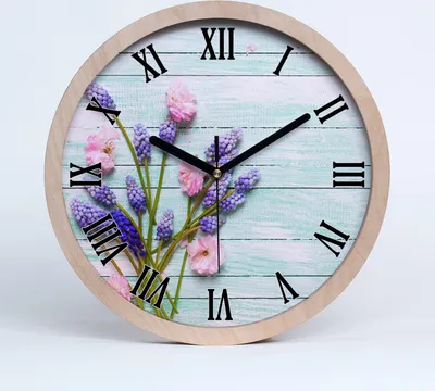 Produktbild von Holzuhr 20fi cm wanduhr - schwarze Spitzen - Lavendel auf Holz