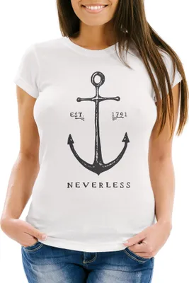 Produktbild von Damen T-Shirt Anker Slim Fit Neverless® neverless weiß L