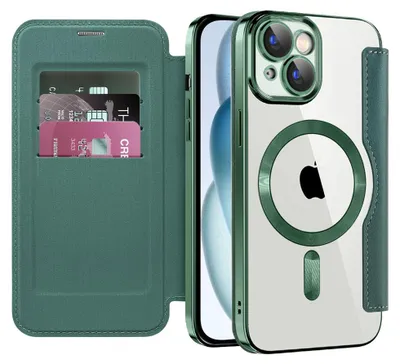 Produktbild von Techsuit - SmartMag Book Hülle für iPhone 15 Plus - grün