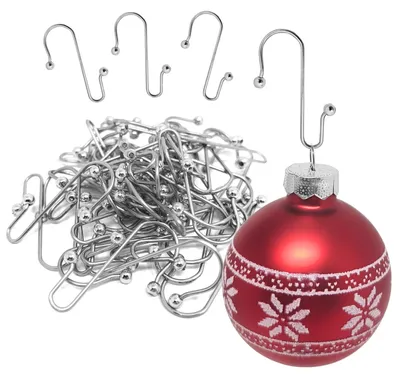 Produktbild von com-four® 50x Haken für Weihnachtsbaumschmuck - silberfarben