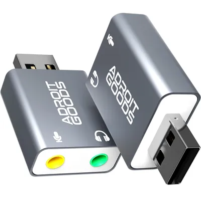 Zdjęcie produktu dla AdroitGoods Zewnętrzna karta dźwiękowa USB (3D) - Karta dźwiękowa - Usb 5.1 - Space Grey