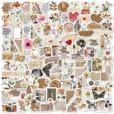 Immagine prodotto di Adesivi vintage, 120 pezzi, impermeabili, in vinile, per scrapbooking