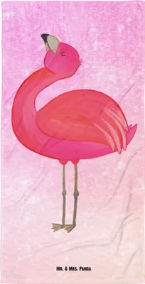 Produktbild von Mr. & Mrs. Panda Badehandtuch Flamingo Stolz - Aquarell Pink - Geschenk, Baumwollhandtuch, Freundin, Rosa, Strandtuch, Badelaken, Handtuch, Reisehandtuch, Strandlaken