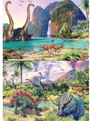 Image de 2 puzzles au pays des dinosaures 100 pieces - dinos - educa - 15620