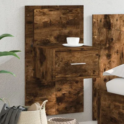 Immagine prodotto di Maison Exclusive - Comodino da parete con luci LED Rovere affumicato