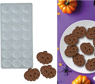 Immagine prodotto di Stampo di cioccolato di zucca di Halloween Facce di zucca stampo di cottura Stampo di colata di cioccolato per pasticceria Stampo di design autunnale