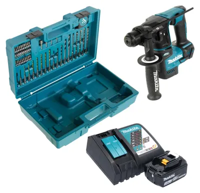 Immagine prodotto di Makita DHR 171 RF1X3 trapano a percussione a batteria 18 V 1,2 J SDS-Plus Brushless + 1x batteria ricaricabile 3,0 Ah + caricabatterie + set di accessori da 65 pezzi + valigetta
