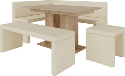 Produktbild von Eckbank AKIKO mit Tisch und Bänken 168x128 rechts - Eckbankgruppe für Ihrem Esszimmer, Küche modern, Sitzecke, Essecke. Perfekt für Küche, Büro und Rezeption