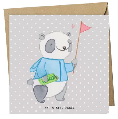 Produktbild von Mr. & Mrs. Panda Grußkarte Reiseleiter Herz - Grau Pastell - Geschenk, Glückwunschkarte, anlasskarte, Klappkarte, faltkarte, doppelkarte