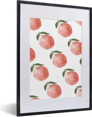 Produktbild von MuchoWow® Gerahmtes Poster Obst - Äpfel - Weiß 30x40 cm - Poster mit Schwarzem Bilderrahmen Wandposter Rahmen Foto Bilder - Wandposter Schlafzimmer