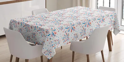 Obrázok produktu pre ABAKUHAUS 4. júl Obrus, Americké sviatky s témami slobody a nezávislosti Letné sviatky, 140 x 200 cm, biela modrá červená