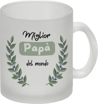 Produktbild von Miglior Papa del mondo Glas Tasse mit Olivenzweig