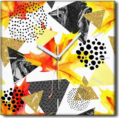 Produktbild von Coloray Uhr auf Leinwand 30x30 cm Wand Uhr Dekoration Wohnzimmer Segeltuch weiße Zeiger -Herbstabstraktion.