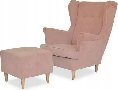 Produktbild von Family Meble Ohrensessel mit Hocker Ari Relaxsessel Skandinavisch Loungesessel Fernsehsessel Für Wohnzimmer Esszimmer Schlafzimmer Büro (EN 19)