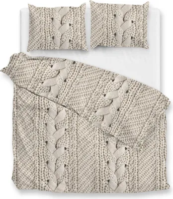 Produktbild von Zo! Home Flanell Bettwäsche 155x220 Mira Natural Strickmuster beige