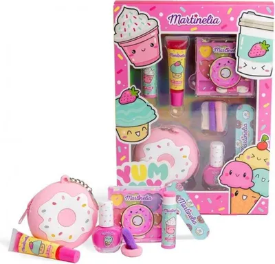 Immagine prodotto di Martinelia | Set per il trucco dei bambini - 6 pezzi - Borsa per cosmetici - Trucco goloso - Per i bambini