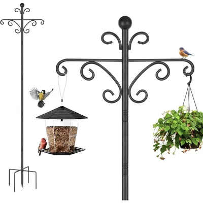 Produktbild von Vogelfutterstation 196 cm Schäferhaken Außenbereich Robuster Ständer Doppel-Gartenhaken 1 Packung