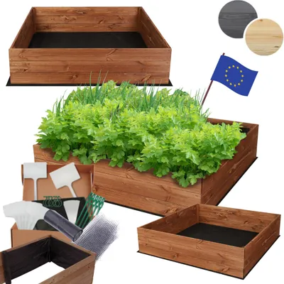 Produktbild von MODO24 Hochbeet Holz, Pflanzkasten, Massivholz, Kiefer, Kräuterbeet, Blumenkasten, Garten, Terrasse, 27x93x60 cm, Braun, ZP06