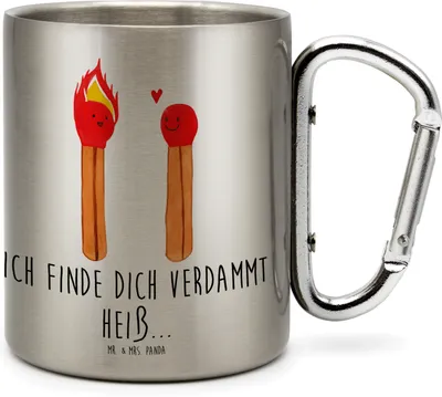 Produktbild von Mr. & Mrs. Panda Thermobecher Streichhölzer - Transparent - Geschenk, Freundin, Liebesbeweis, Isolierbecher Edelstahl, Teetasse, Becher Aus, Kaffeebecher, Liebesgeschenk