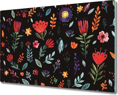 Produktbild von Glas Schneidebrett Herdabdeckplatten Schneideplatten - 80x52 cm - Bunte Blumen