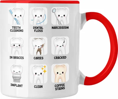 Produktbild von Trendation - Zahnmedizinische Fachangestellte Tasse Geschenk Lustig Zahnarzt Damen Geschenkidee Zahnarzthelferin LOVE Zahnarzt Zahnärztin (Rot)