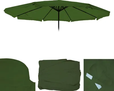 Produktbild von Ersatz-Bezug für Sonnenschirm Meran Pro, Gastronomie Marktschirm mit Volant Ø 5m, Polyester  grün