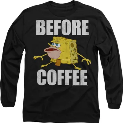 Produktbild von SpongeBob SquarePants - "Before Coffee Meme" T-Shirt für Herren/Damen Uni TV10730 (L) (Schwarz)