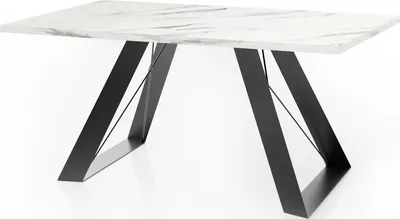 Obrázek produktu pro Jídelní stůl Colter Black v moderním stylu, obdélníkový stůl ve vzhledu bílého mramoru - rozkládací od 160 cm do 260 cm, kovové nohy potažené práškovou barvou - 160 x 80 cm - mramor bílý