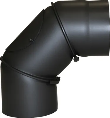 Produktbild von Ofenrohr Bogen 90° schwarz 2mm mit Tür 150mm Rauchrohr Knie
