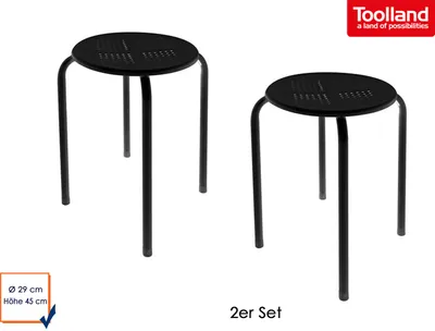 Produktbild von 2er Set Hocker aus pulverbeschichtetem Stahl in schwarz, Sitzhocker Gartenhocker