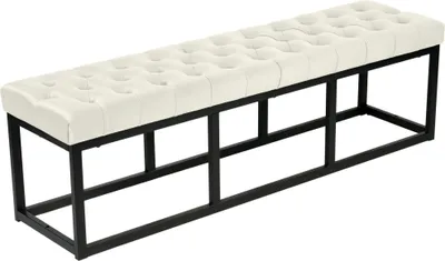 Obrázek produktu pro Lavice Polson - samet, černá 150 cm - Krémová