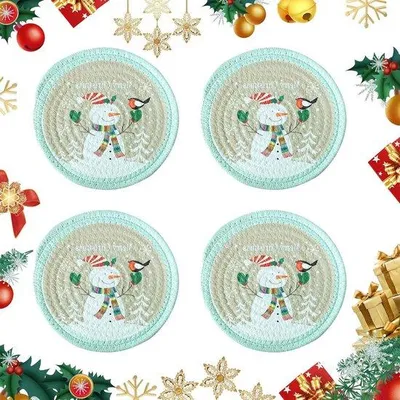 Produktbild von Runde Weihnachts-Untersetzer 18cm Baumwolle
