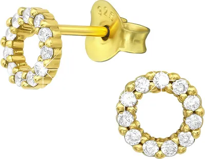 Produktbild von Kreis Ohrstecker gold: 925 Silber Ohrringe mit Zirkonia