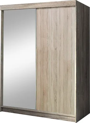 Produktbild von Bettso Schiebetürenschrank Kleiderschrank mit Spiegel BARUBA 150 x 216 cm Braun Sonoma Eiche