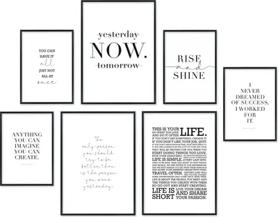 Produktbild von Hyggelig Home Premium Poster Set 7 passende Bilder OHNE RAHMEN Set Zitate