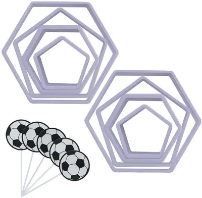 Productafbeelding van Witte voetbalvormen, 8 stuks, plastic, knutselset