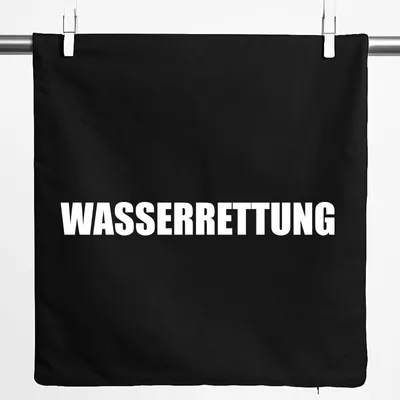 Produktbild von Huuraa Kissenbezug Wasserrettung Schriftzug 40x40cm Black Baumwolle Dekokissenbezug Geschenkidee
