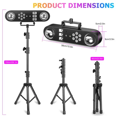 Produktbild von Mini 5-in-1 Bühnenlicht - DMX LED Effektstrahler - 30W RGB - Soundsteuerung & Stroboskop - Mit Fernbedienung - EU-Stecker